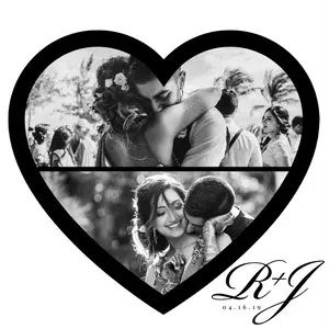 Black and White Two Panel Heart Collage Heart-Shaped Collage