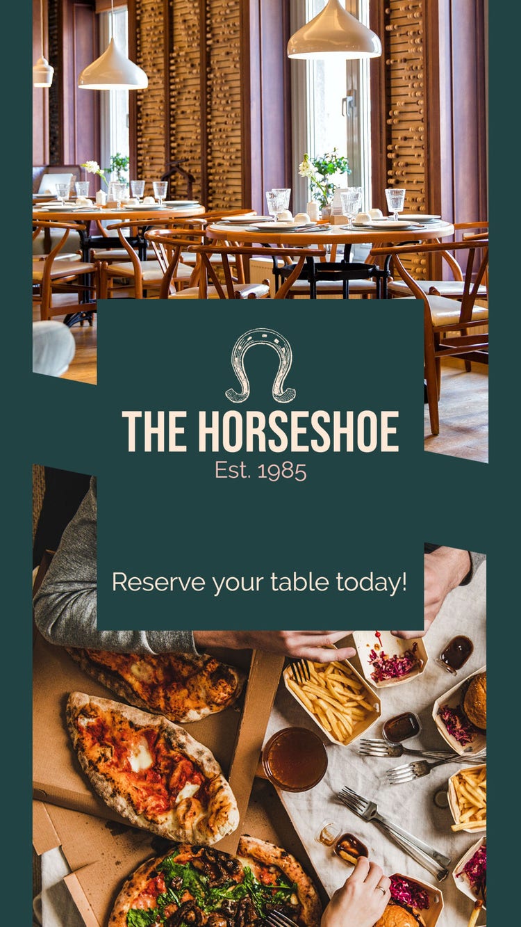 Set Green & Brown The Horseshoe Restaurant Instagram Story