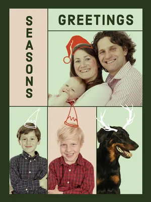 Green With Photos Christmas Card Family Collage 