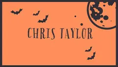 Orange Bats and Moon Halloween Party Place Card Halloween Party Place Card