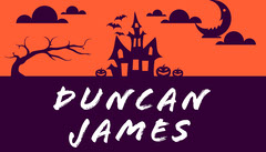 Purple and Orange Haunted House Halloween Party Place Card Halloween Party Place Card