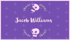 Violet Floral Skull Halloween Party Place Card Halloween Party Place Card
