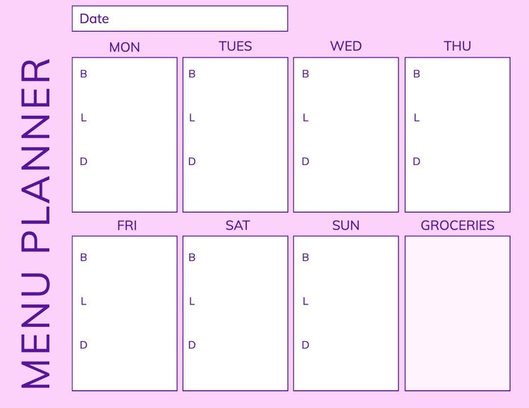 Purple Weekly Meal Planner