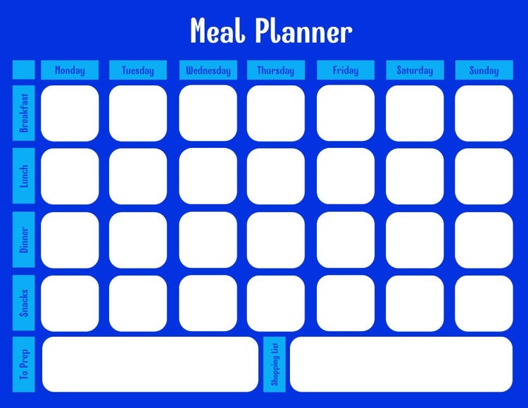 White and Blue Food Meal Planner