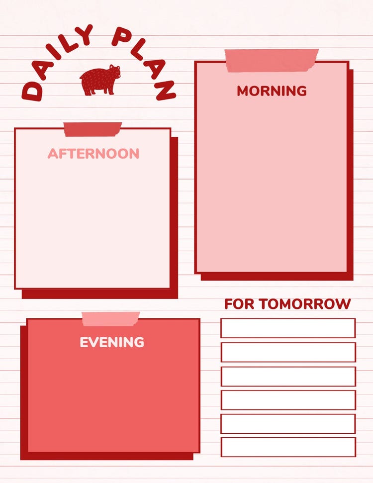 Red and Pink Daily Planner