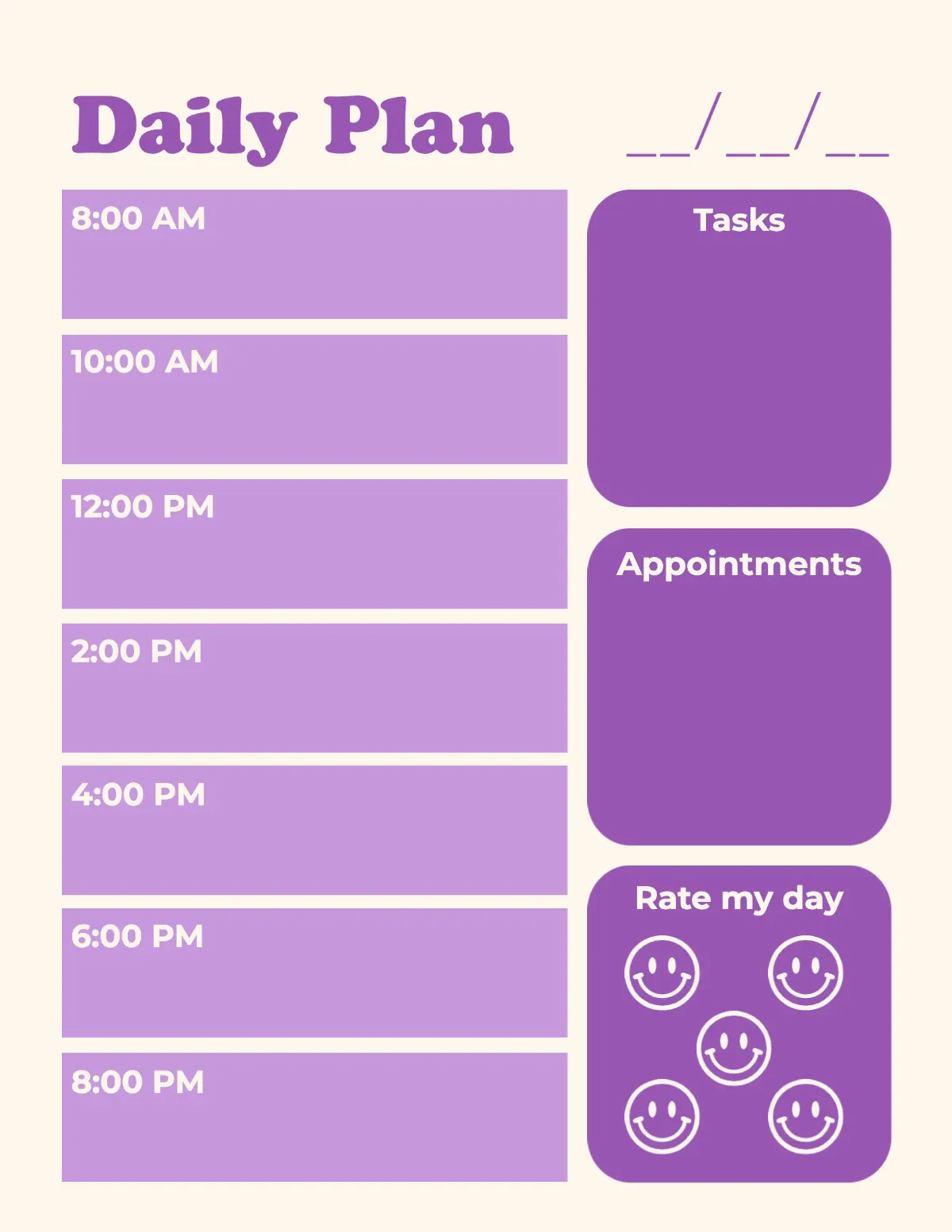 Purple & Cream Daily Planner
