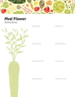 Green and White Empty Meal Planner Meal Planner 
