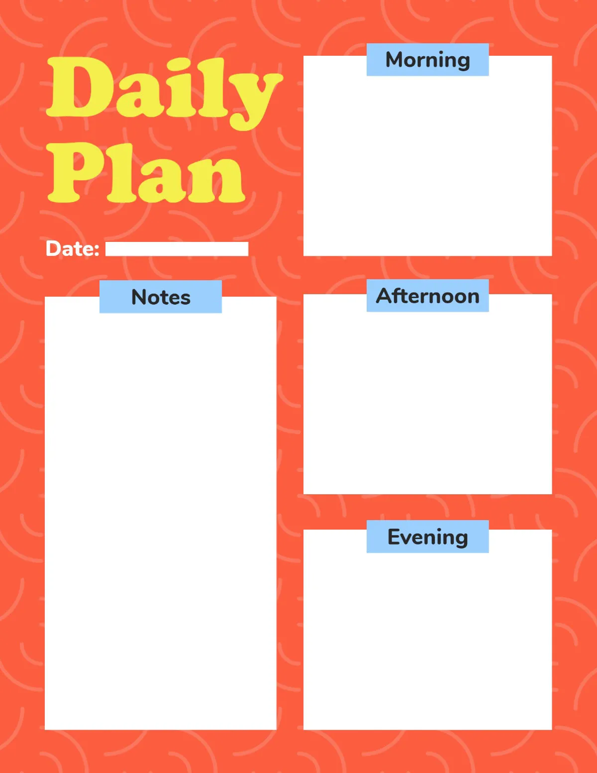 Red, Yellow & Blue Fun Daily Planner 