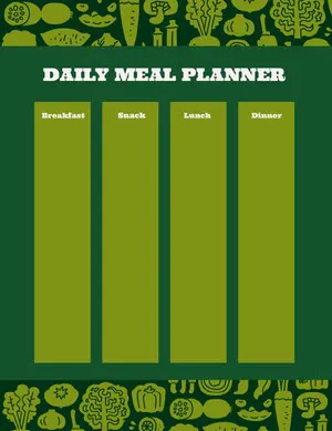 Green and White Empty Daily Planner Card Meal Planner 