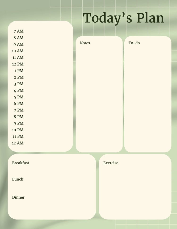 Green Grid Today's Daily Planner
