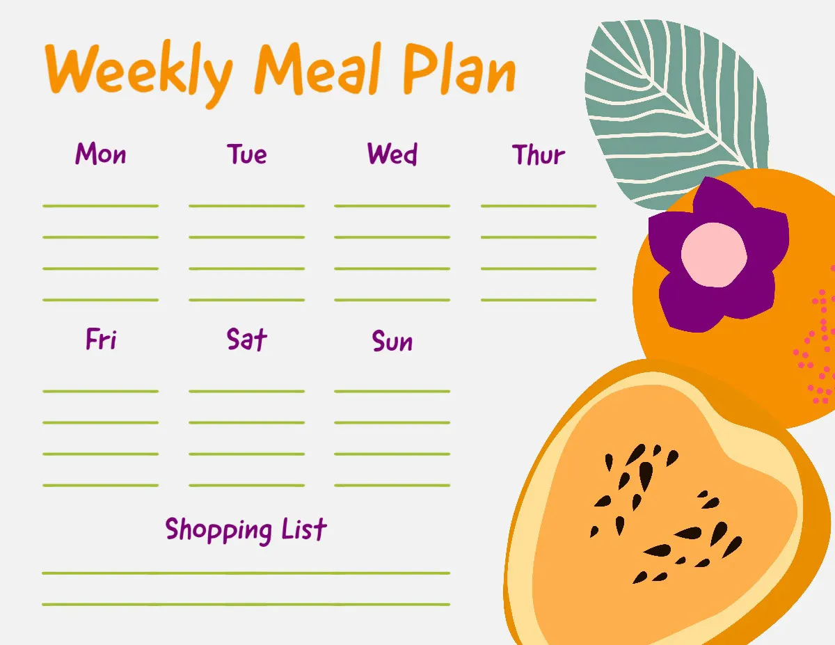 Green Orange Weekly Meal Plan Planner