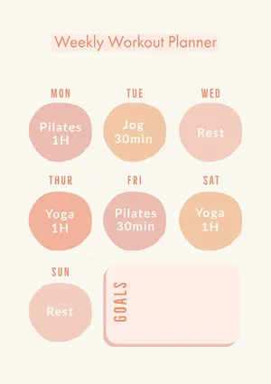 Pink and Orange Weekly Workout Planner A4  Workout Plan