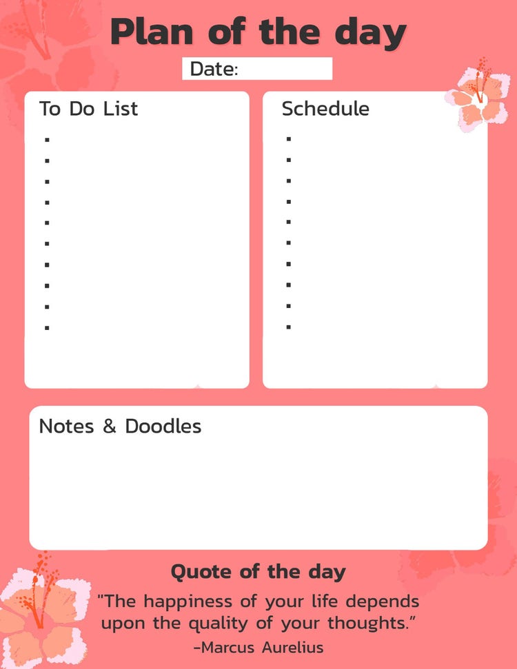 White, Pink and Grey Floral Daily Planner