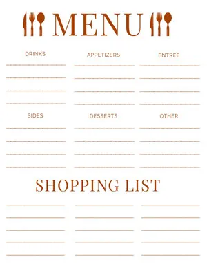 Red Meal Planner with Shopping List Meal Planner 