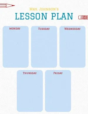 Blue Illustrated Weekly School Lesson Plan Lesson Plan
