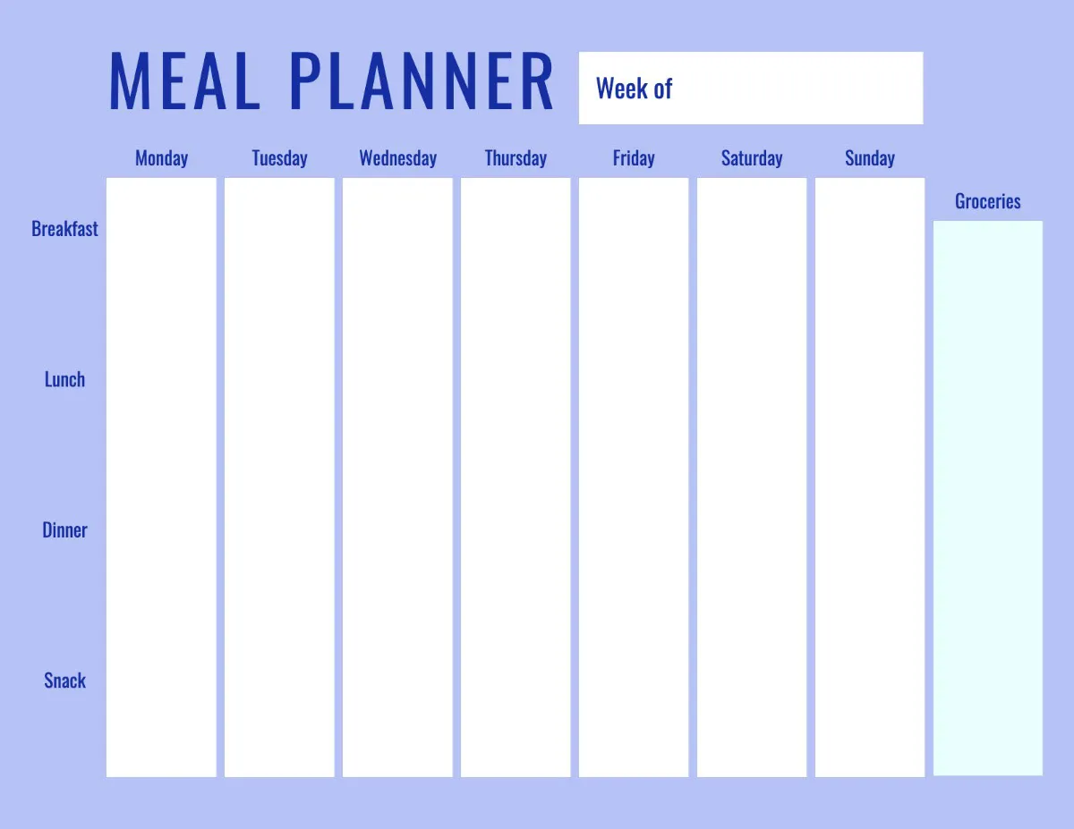Blue Weekly Meal Planner