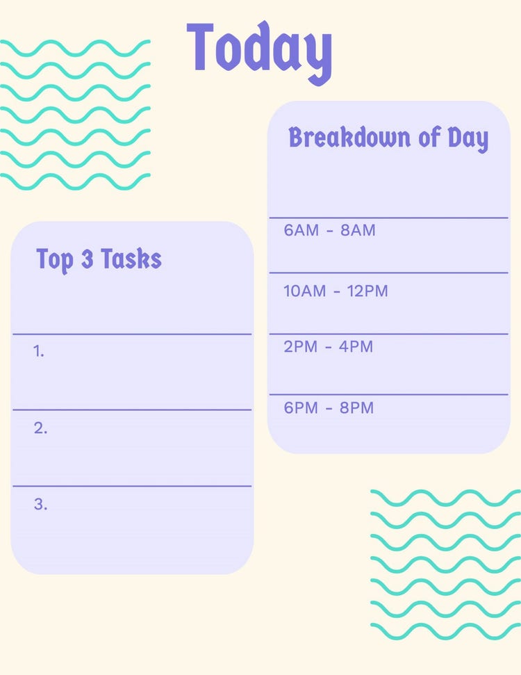 Lilac & Teal Waves Daily Planner