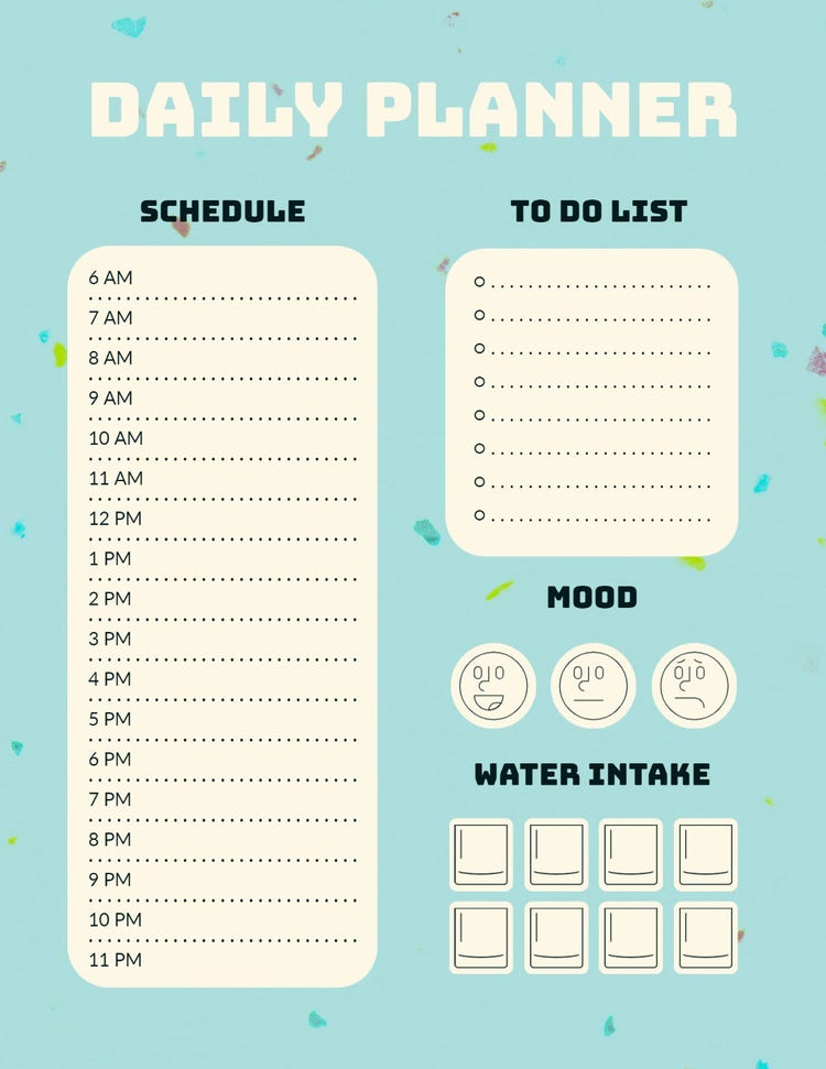 Light Blue Terrazzo Background Daily Planner