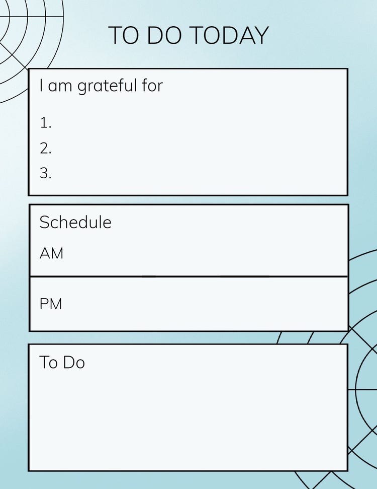 Blue & Black Gradient Outlined Circle Grid To Do Planner