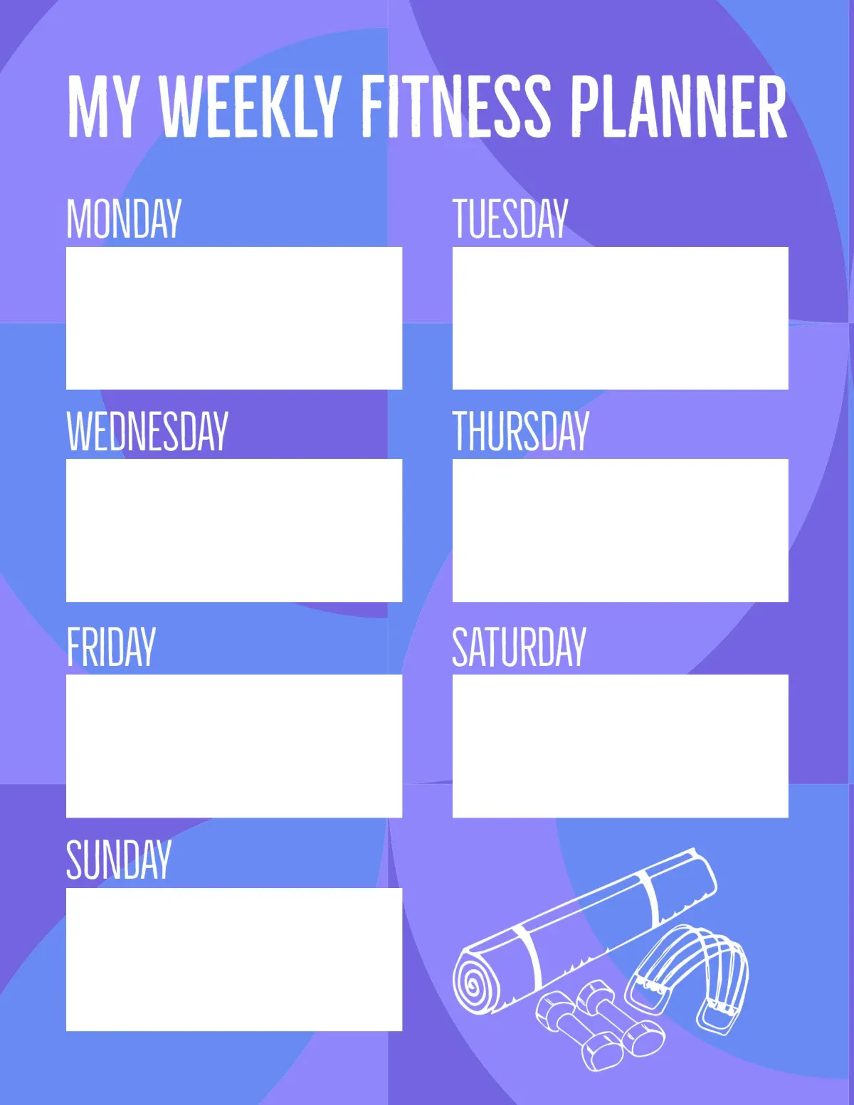 Purple And White Fitness Planner