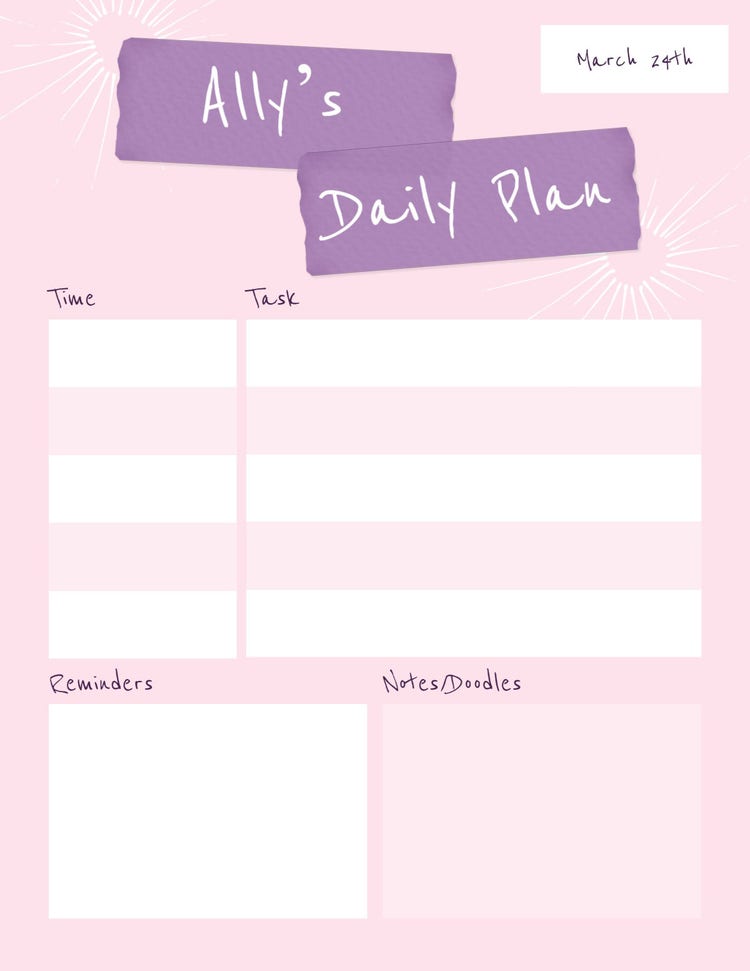 Pink & Purple Ally’s Daily Planner
