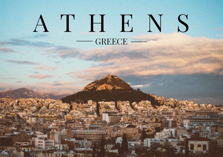 Blue Athens Postcard