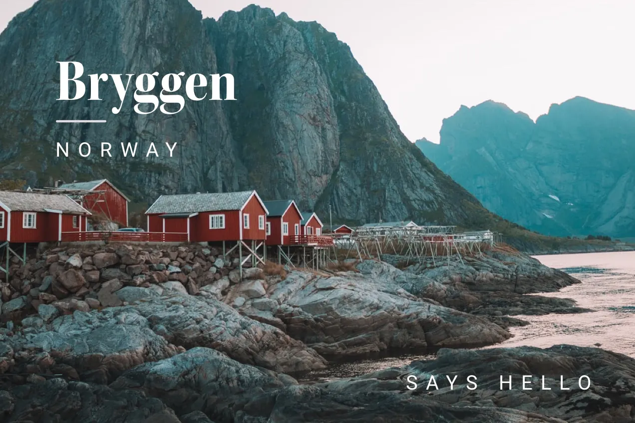 Light Toned Bryggen Norway Greetings Postcard