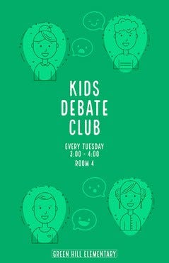 green student debate club poster After School
