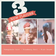 Black and Orange New Flavors Ice Cream Parlor Ad with Hands holding Ice Cream Collage Ice Creams