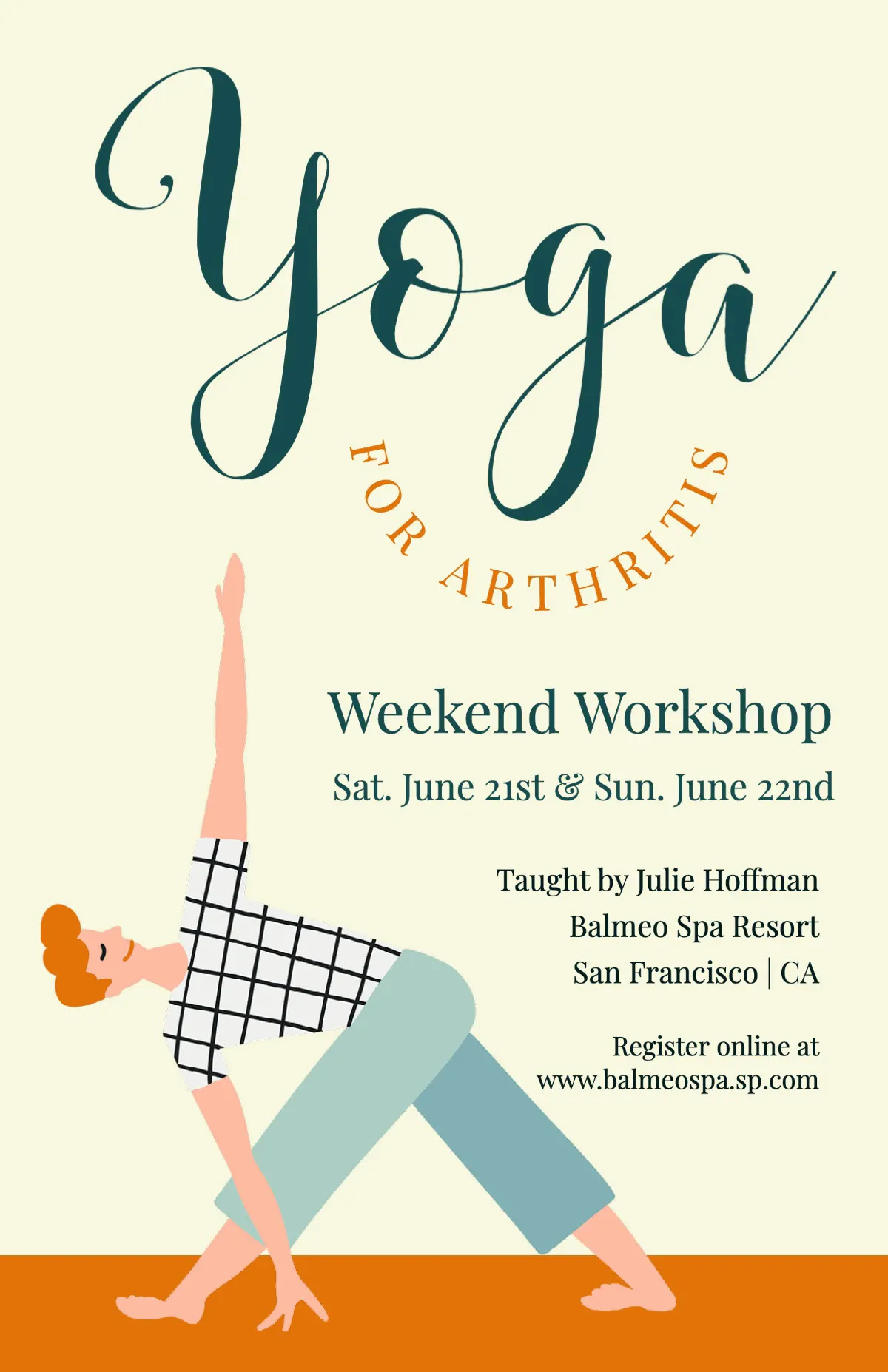 Cream & Orange Yoga Workshop Poster