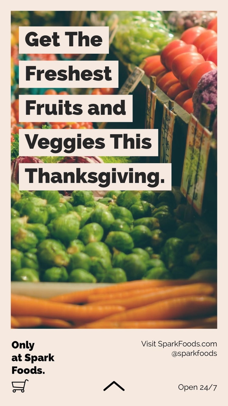 Light Toned Thanksgiving Fruit and Vegetable Market Ad Instagram Story