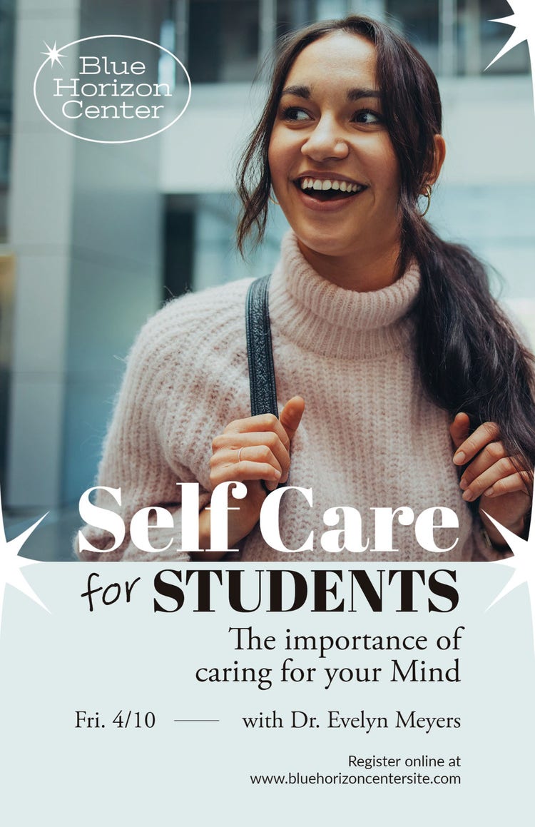 Light Blue Self Care For Students Poster