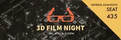 Black and Orange 3D Film Night Ticket Movie Night Flyer