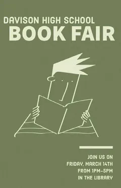 Green Illustrated Book Fair School Event Flyer Fairs