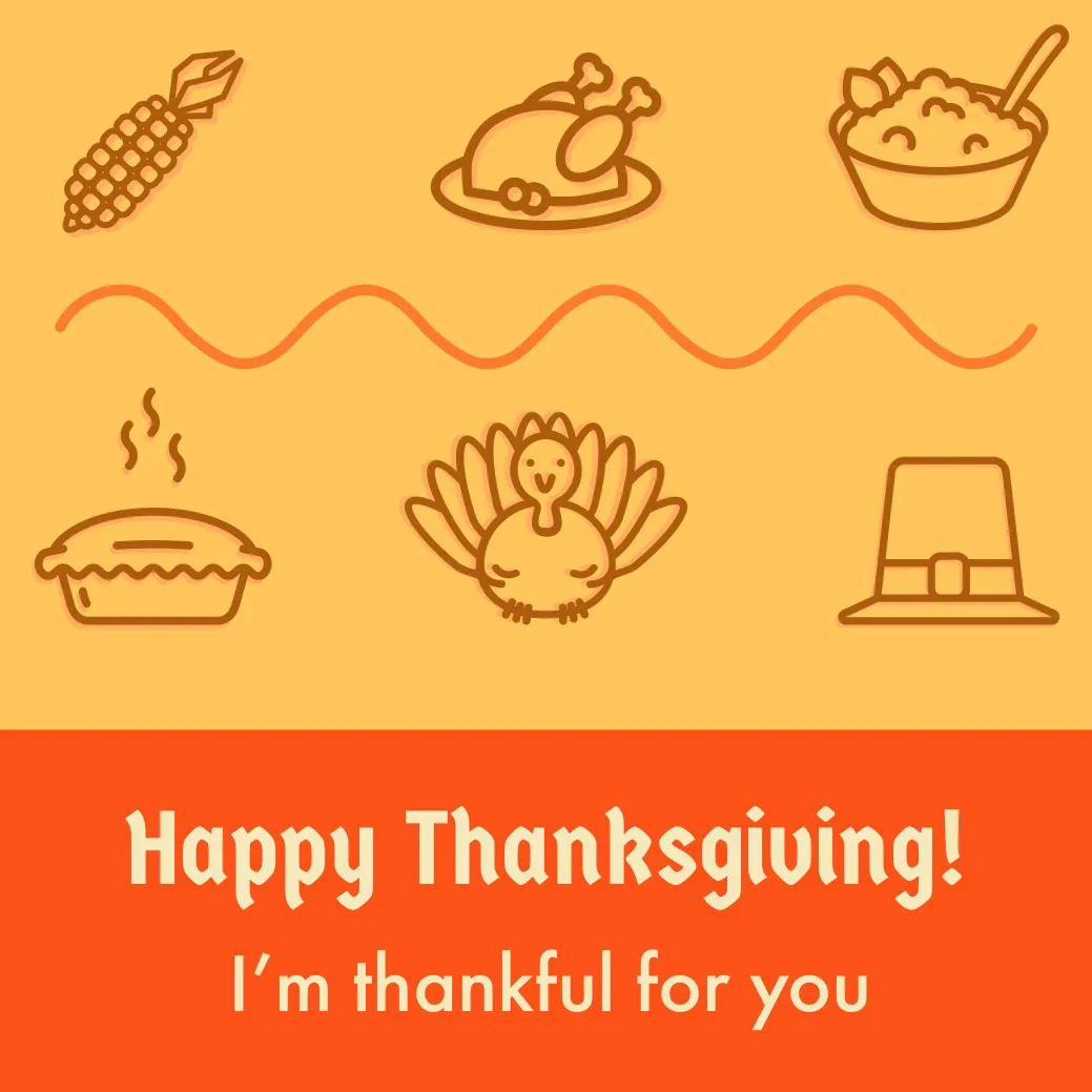 Orange Illustrated Happy Thanksgiving Instagram Square