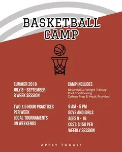 Brown and White Basketball Camp Poster Summer Camp Poster