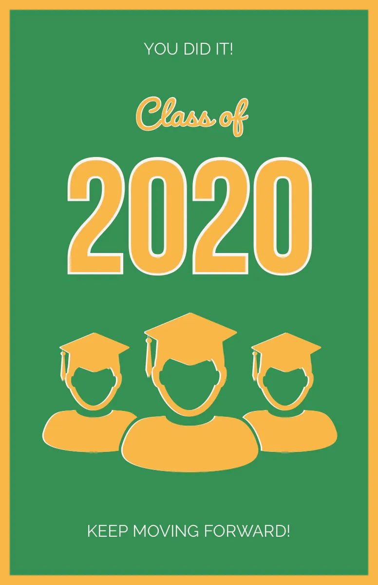 Orange and Green Illustrated Graduation Poster with Students