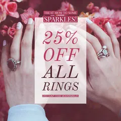 Pink Jewelry Store Mothers Day Sale Ad with Hands with Rings and Flowers and Coupon Code Jewelry
