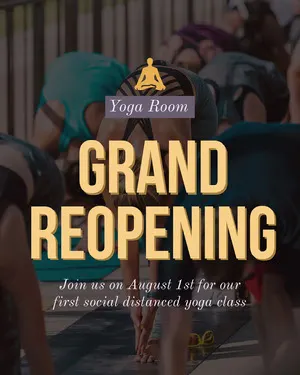 Yellow Yoga Studio Reopening Instagram Portrait  Yoga Poster