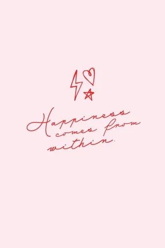 Pink & Red Handwritten Happiness Comes From Within Inspirational Quote Pinterest Post
