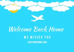 Blue and White Welcome Back Home Card Welcome Poster