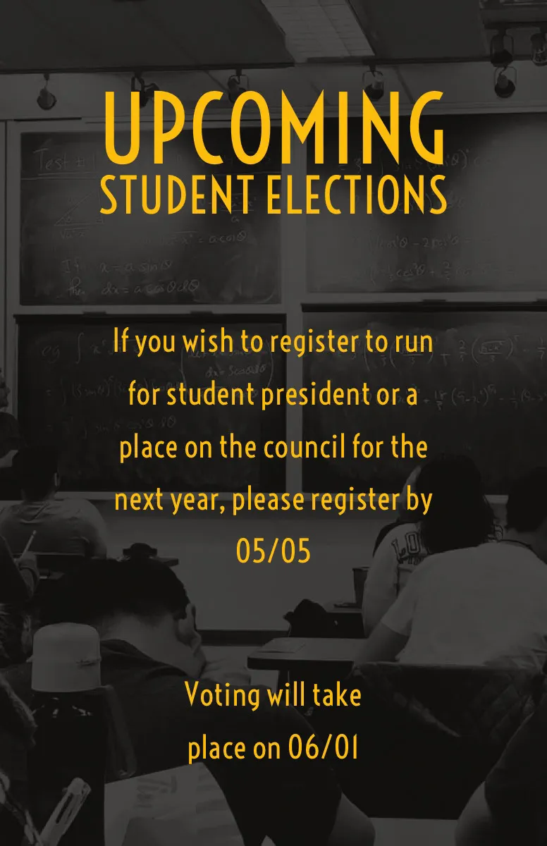Orange and Gray Student President Elections Flyer
