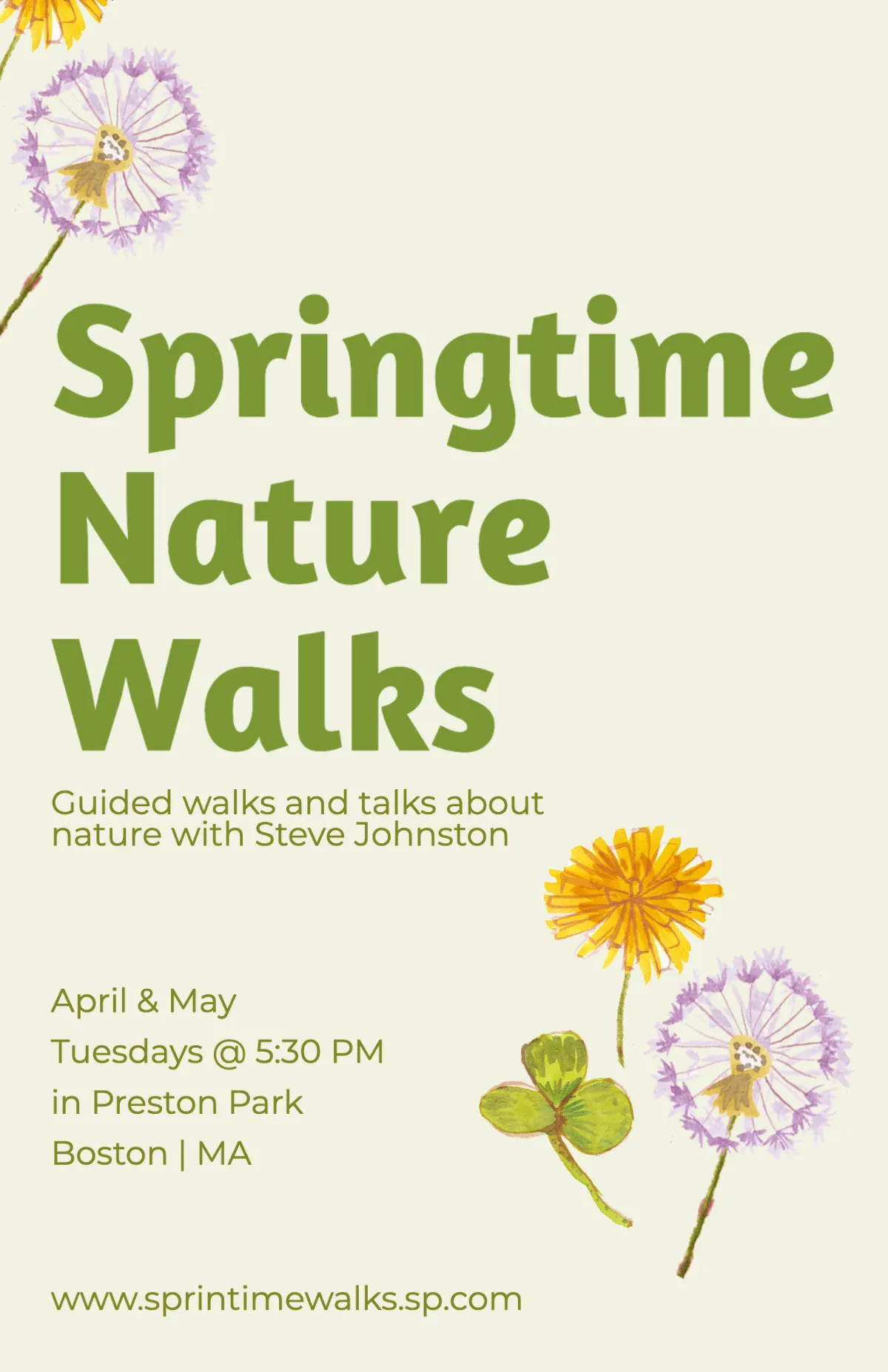 Green Springtime Nature Walks Poster