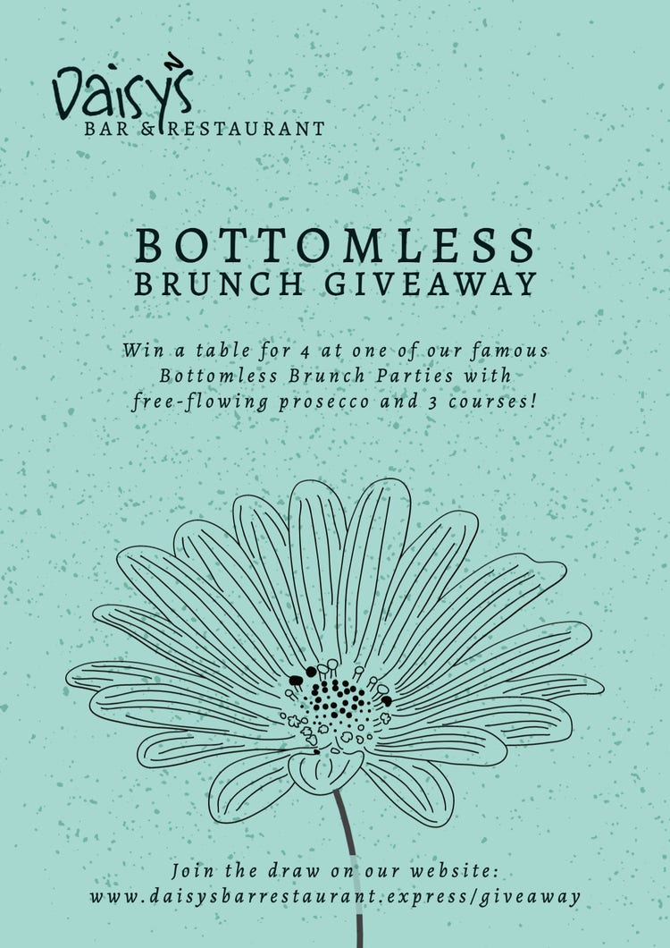 Light Blue & Black Floral Illustrated Giveaway Competition A3 Poster