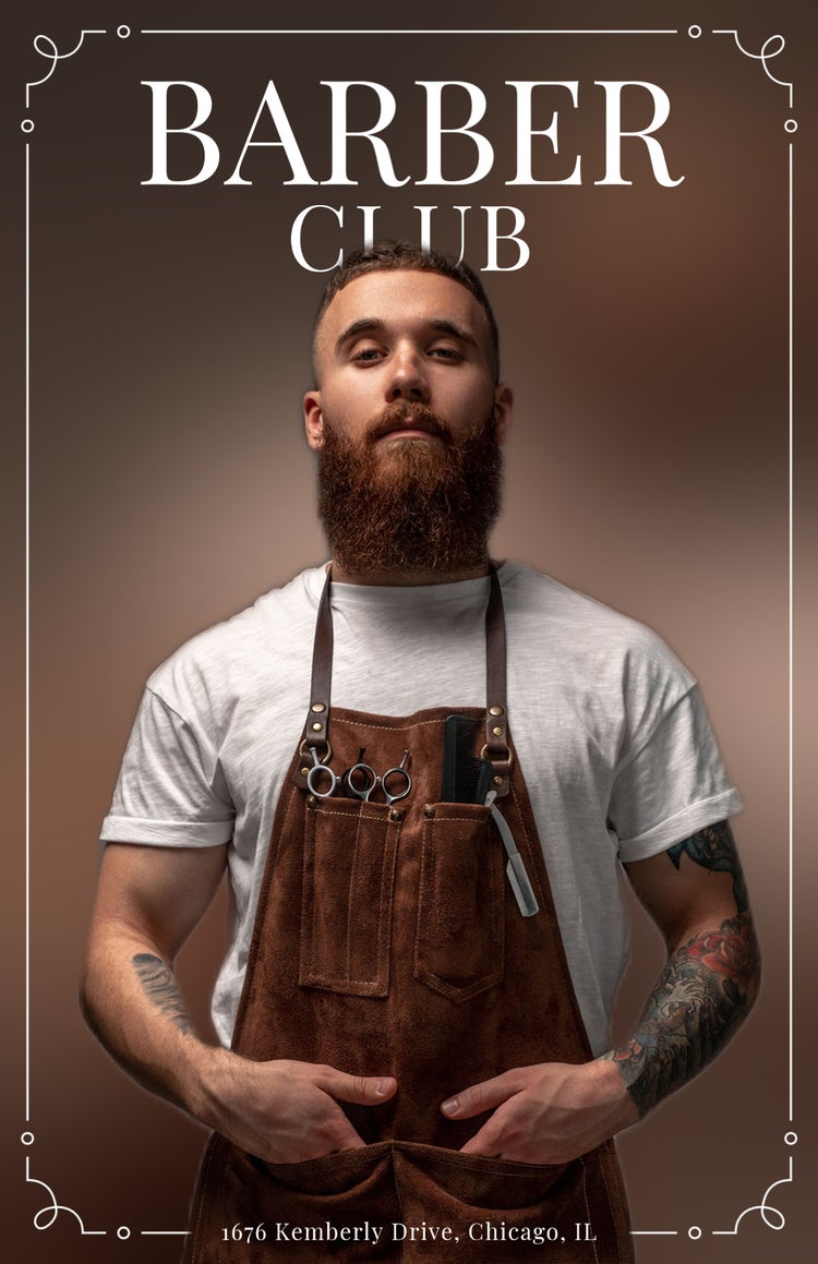 Brown And Warm Tones Barber Club Advertisement Poster