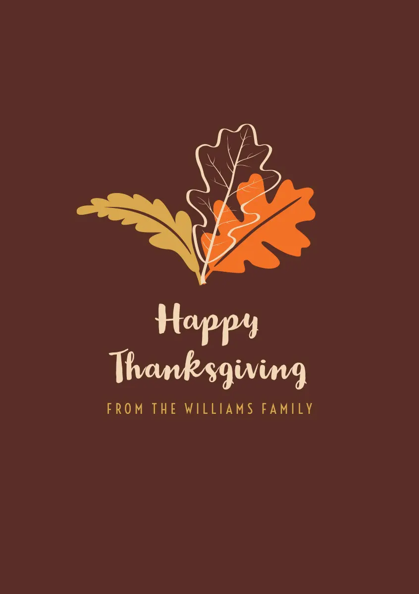 Brown Happy Thanksgiving Leaves Card