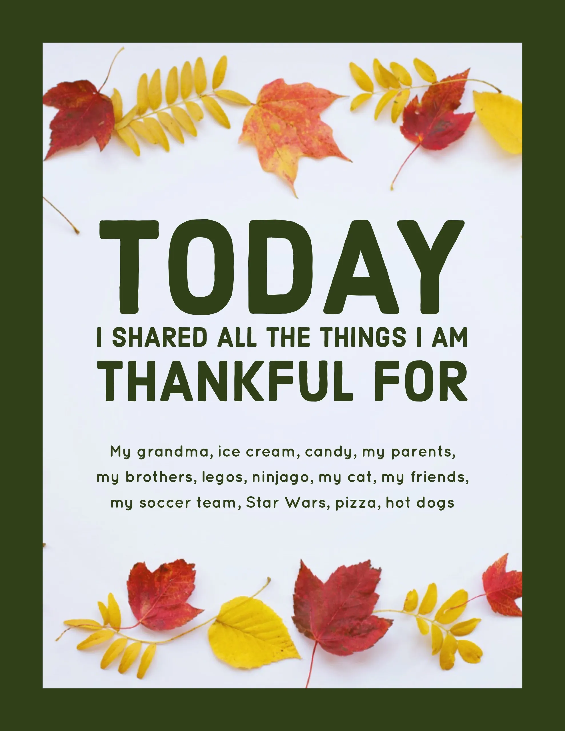 Green and White Thankful List Document Instagram Story