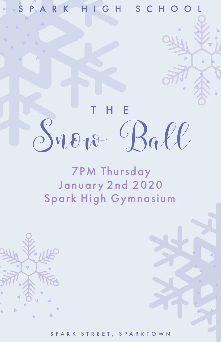 White and Grey Snowball Winter Dance Poster