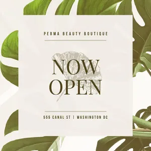 White and Green Beauty Boutique Advertisement We Are Open Poster