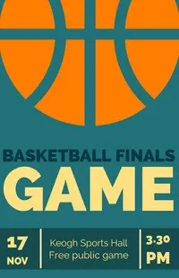 Illustrated Basketball Finals Game Poster with Ball Basketball